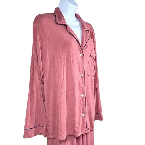 Eberjey Gisele TENCEL Modal Pajama Set Sz S Berry/Navy Buttery Soft Relax Lounge - Picture 3 of 6